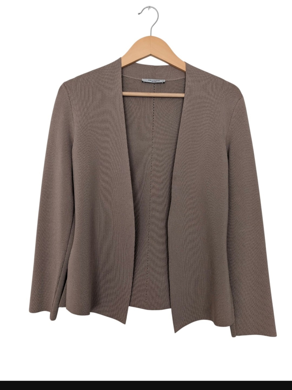 MM Lafleur Open-Front Taupe Cardigan